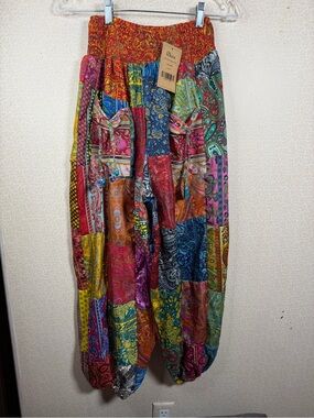 NWT Rhea Multicolor Patchwork Harem Joggers - Boho pants